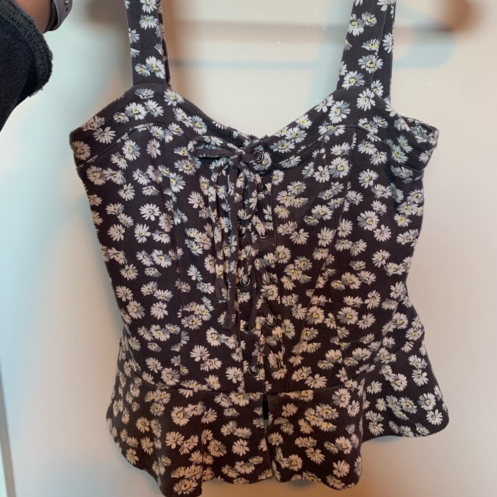 Grey Flower Top